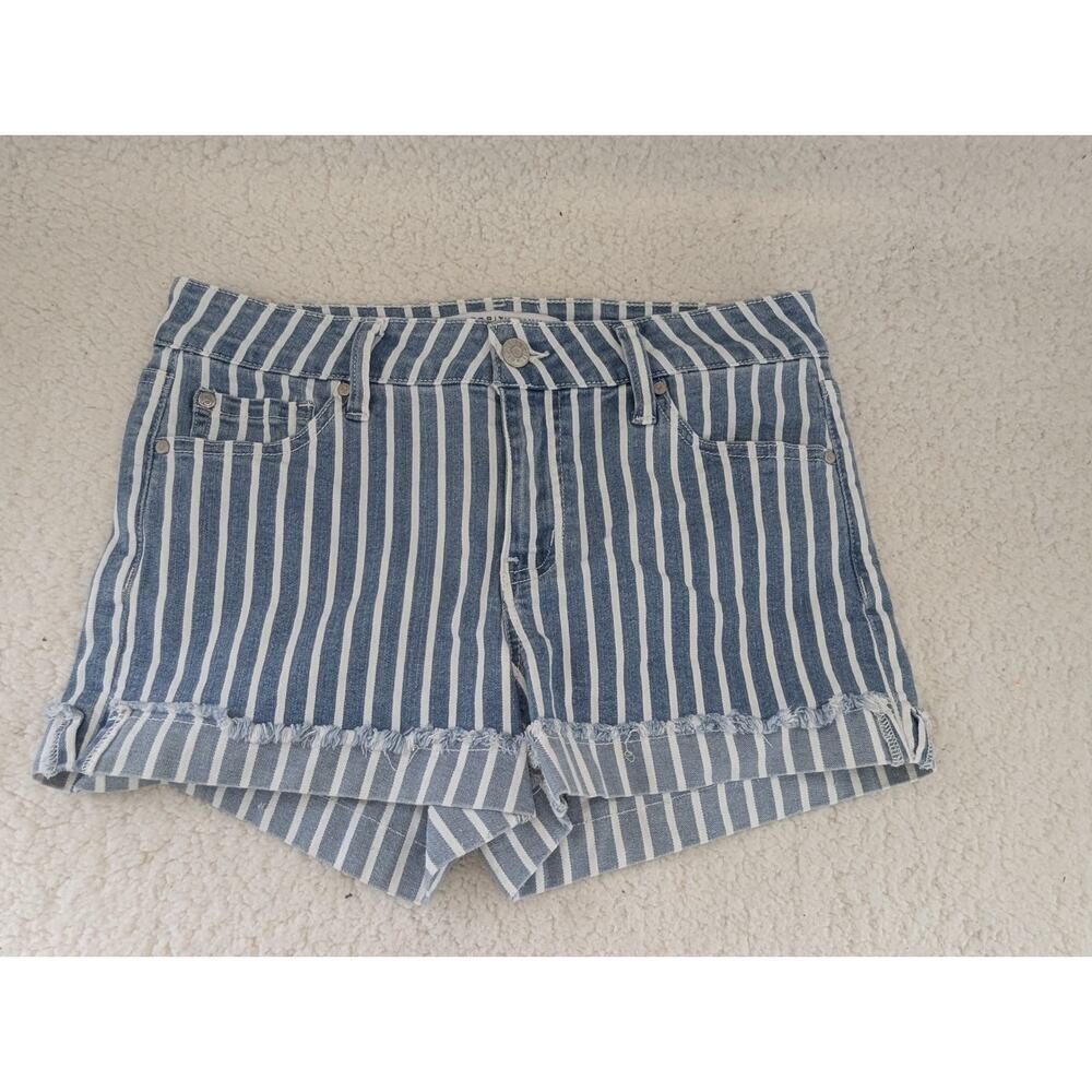 Celebrity Pink Womens Juniors Shorts 7 Blue White‎ Striped Cuffed Denim Casual